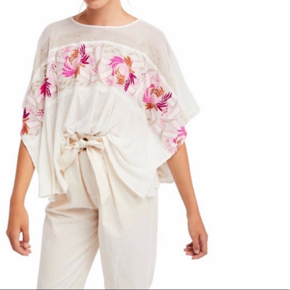 Free People Love Letter Embroidered Top